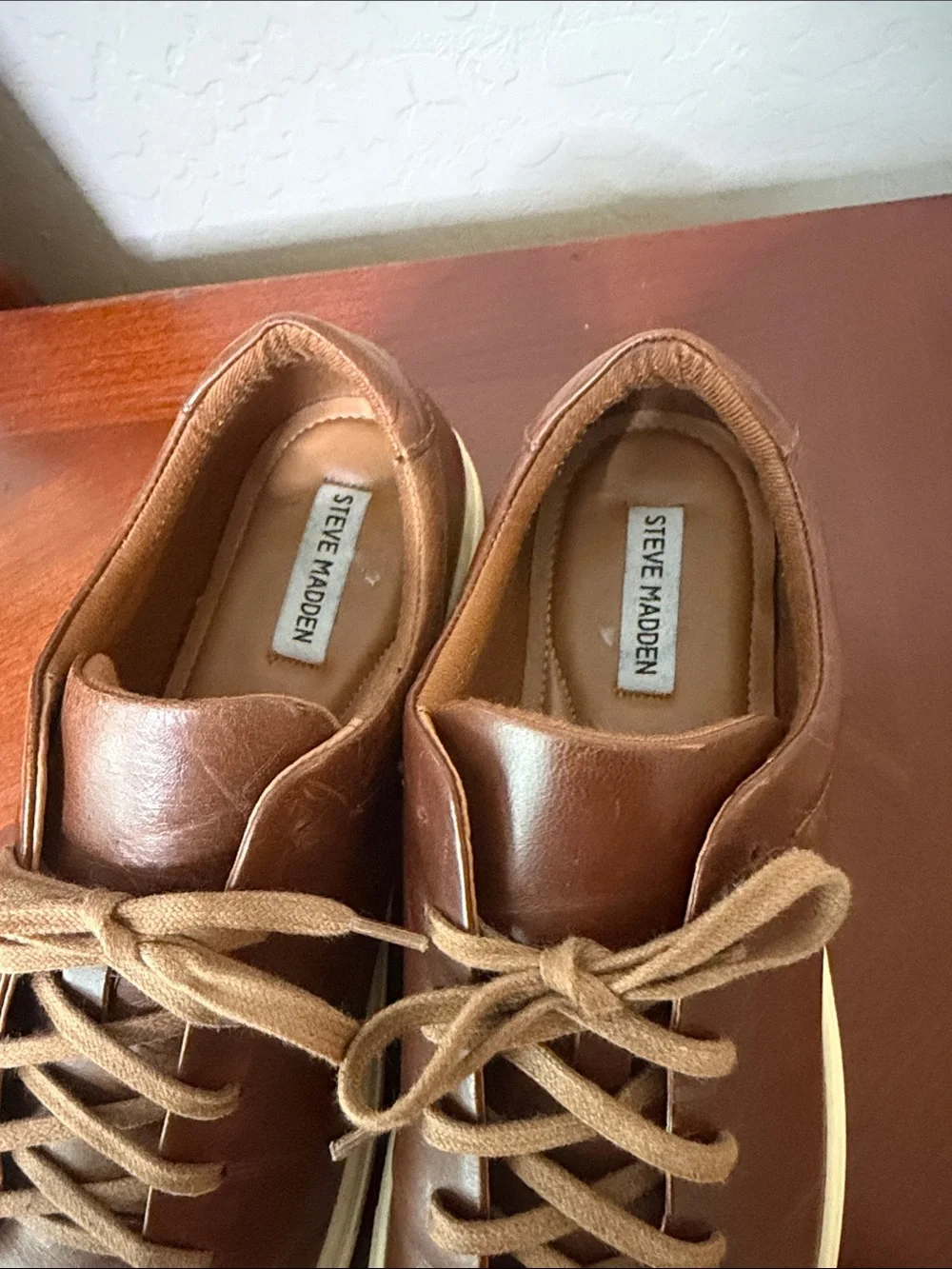Steve Madden Brown Leather Low-Top Sneakers